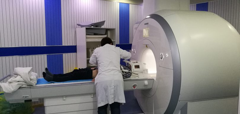 High-field magnetic resonance imaging MRI scanner suite for brain and spine diagnostic imaging